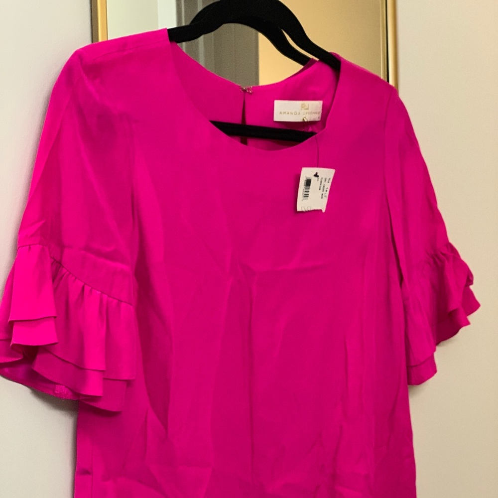 NWT Amanda Uprichard Pink Ruffle Dress Small $188